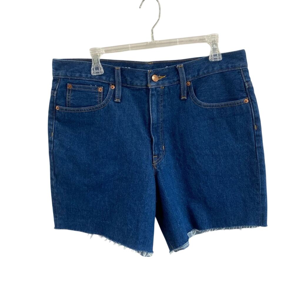 J.Crew Mid Length High Rise Denim Shorts Size 30 Blue 100% Cotton Rigid